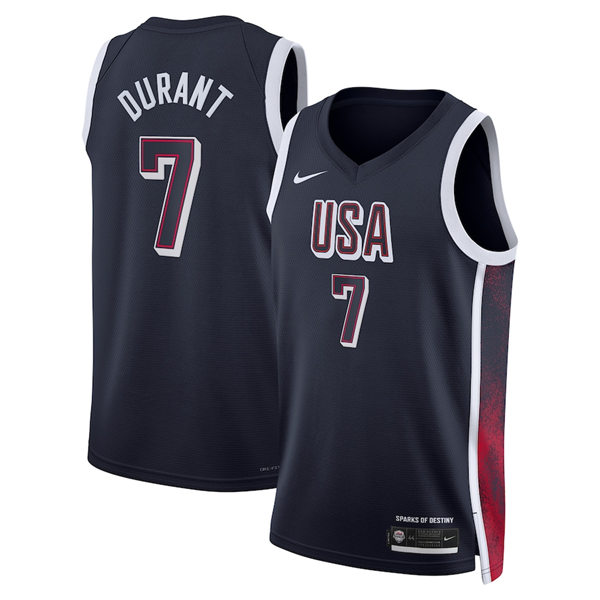 Unisex Men's USA Basketball Team #7 Kevin Durant 2024 Summer Olympics Swingman Jersey  Navy  (2)
