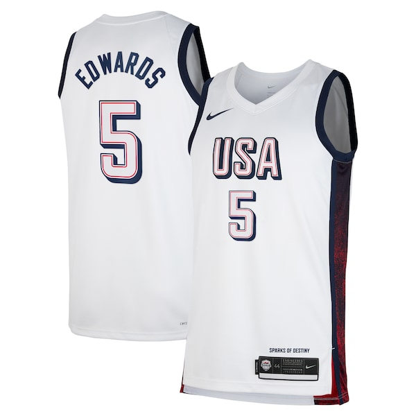 Unisex Men's USA Basketball Team #5 Anthony Edwards 2024 Summer Olympics Swingman Jersey White (1)