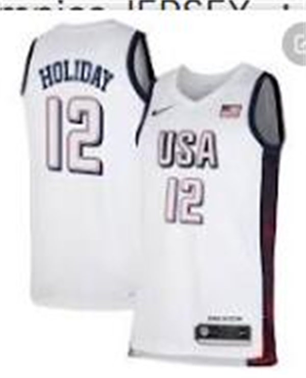 Unisex Men's USA Basketball Team #12 Jrue Holiday 2024 Summer Olympics Swingman Jersey White 
