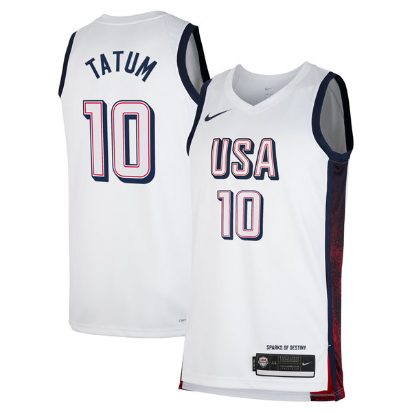 Unisex Men's USA Basketball Team #10 Jayson Tatum 2024 Summer Olympics Swingman Jersey White