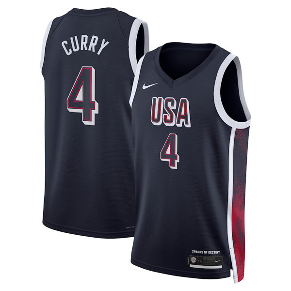 Unisex Men's USA Basketball Team #4 Stephen Curry 2024 Summer Olympics Swingman Jersey  Navy 