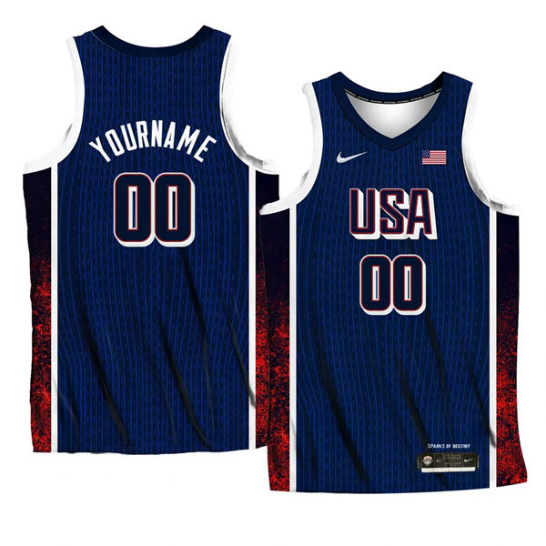 Unisex Men's USA Basketball Team Custom 2024 Summer Olympics Swingman Jersey  Navy 