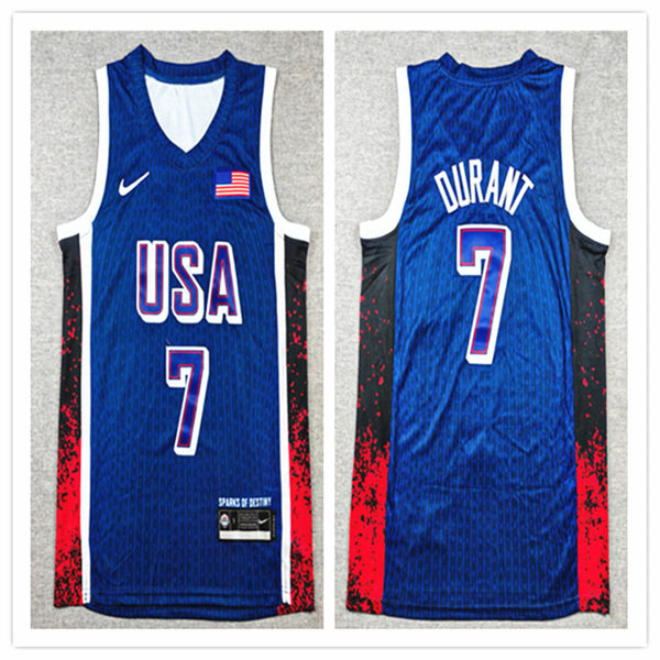 Men's USA Basketball Team #7 Kevin Durant 2024 Summer Olympics Swingman Jersey  Navy