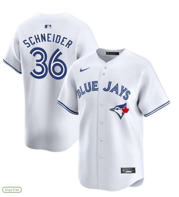 Mens Toronto Blue Jays #36 Davis Schneider Nike White Home Limited Player Jersey