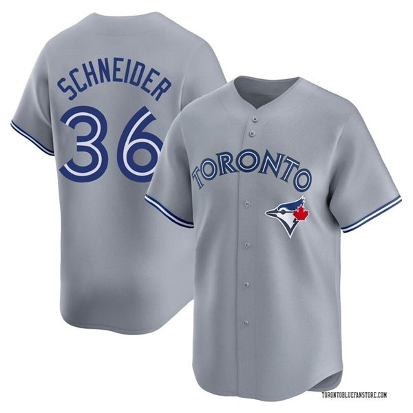 Mens Toronto Blue Jays #36 Davis Schneider Nike Gray Road Limited Player Jersey