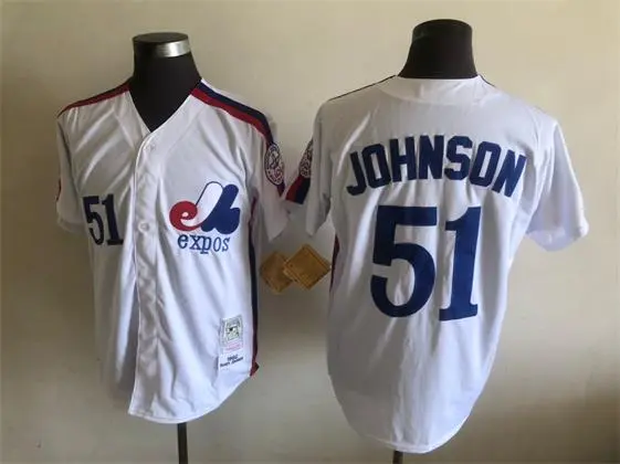 Men's Montreal Expos #51 Randy Johnson 1982 White Mitchell & Ness Jersey
