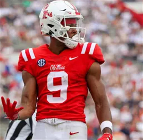 Mens Ole Miss Rebels #9 Tre Harris III Red F.U.S.E. Limited Football Game Jersey