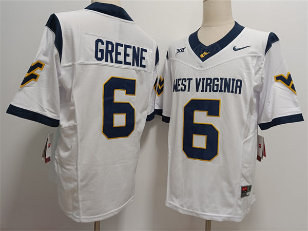 Mens West Virginia Mountaineers #6 Garrett Greene 2024 White F.U.S.E. Limited Football Game Jersey