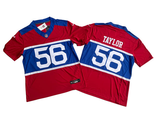 Men's New York Giants #56 Lawrence Taylor Century Red 100TH Season Commemorative Jersey