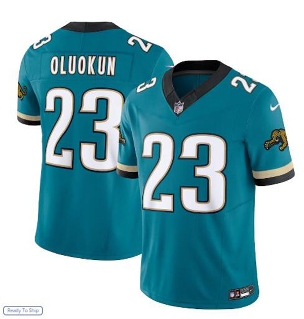 Mens Jacksonville Jaguars #23 Foye Oluokun Nike Teal Prowler Throwback Vapor F.U.S.E. Limited Jersey Teal