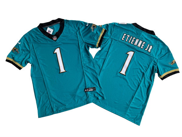 Mens Jacksonville Jaguars #1 Travis Etienne Jr Nike Teal Prowler Throwback Vapor F.U.S.E. Limited Jersey Teal