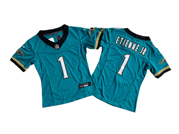 Womens Jacksonville Jaguars #1 Travis Etienne Jr Nike Teal Prowler Throwback Vapor F.U.S.E. Limited Jersey Teal