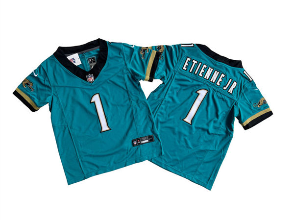Youth Jacksonville Jaguars #1 Travis Etienne Jr Nike Teal Prowler Throwback Vapor F.U.S.E. Limited Jersey Teal