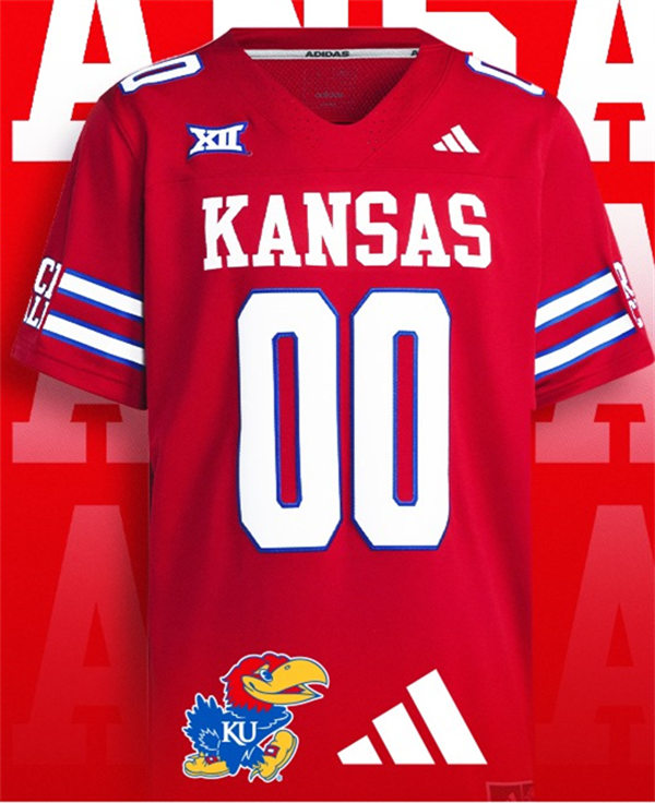 Mens Youth Kansas Jayhawks Custom 2024 Red Retro Football Uniform Jersey