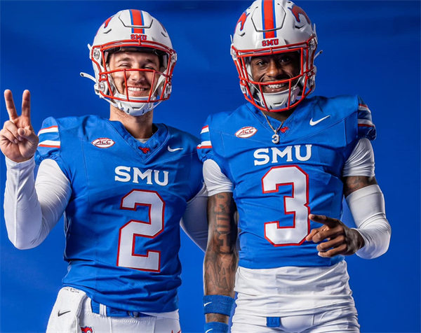 Mens Youth SMU Mustangs Custom Nike 2024 ACC Blue Football Game Jersey