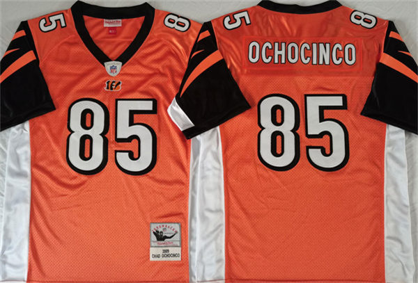 Mens Cincinnati Bengals #85 Chad Ochocinco 2005 Orange Mitchell & Ness Throwback Jersey