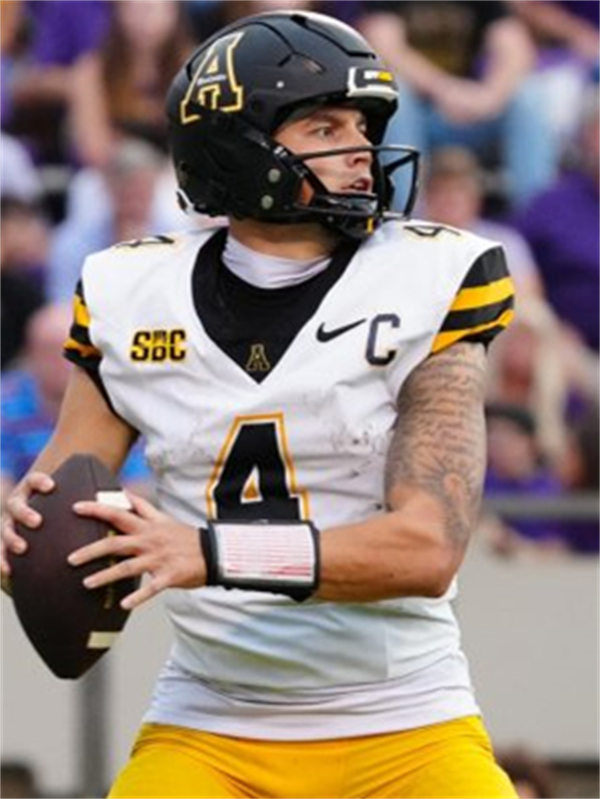 Mens Youth Appalachian State Mountaineers #4 Joey Aguilar 2024 White Football Game Jersey