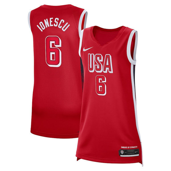 Unisex #6 Sabrina Ionescu Red Women's USA Basketball 2024 Swingman Player Jersey