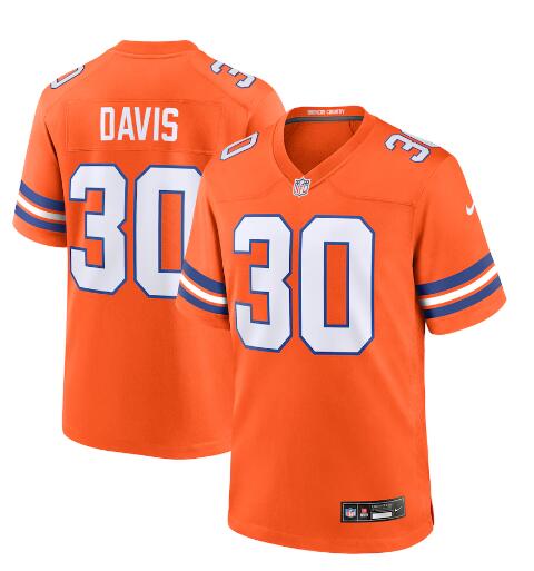 Mens Denver Broncos Retired Player #30 Terrell Davis Nike Mile High Collection 1977 Throwback F.U.S.E. Limited Jersey - Orange