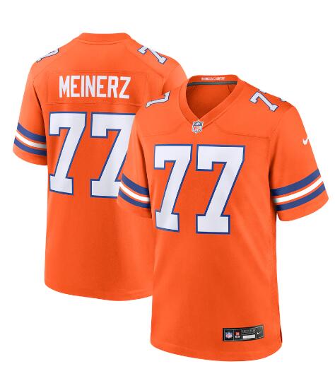 Mens Denver Broncos #77 Quinn Meinerz Nike Mile High Collection 1977 Throwback F.U.S.E. Limited Jersey - Orange