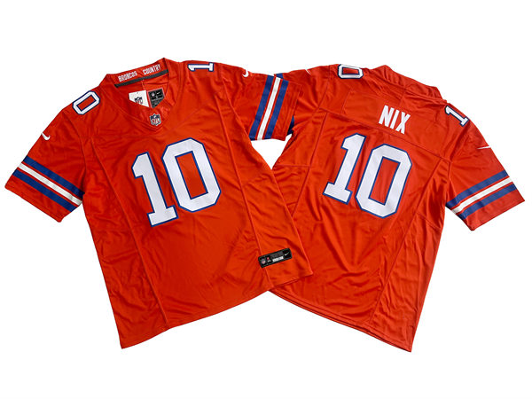 Mens Denver Broncos #10 Bo Nix Nike Mile High Collection 1977 Throwback F.U.S.E. Limited Jersey - Orange