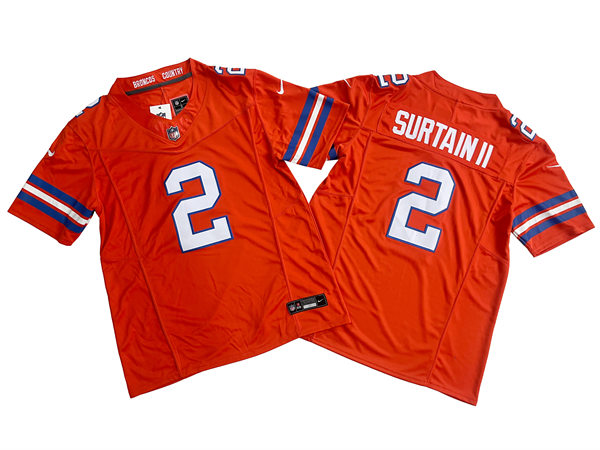 Men's Denver Broncos #2 Patrick Surtain II Nike Mile High Collection 1977 Throwback F.U.S.E. Limited Jersey - Orange