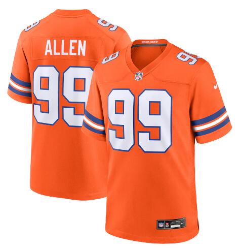 Mens Denver Broncos #99 Zach Allen Nike Mile High Collection 1977 Throwback F.U.S.E. Limited Jersey - Orange