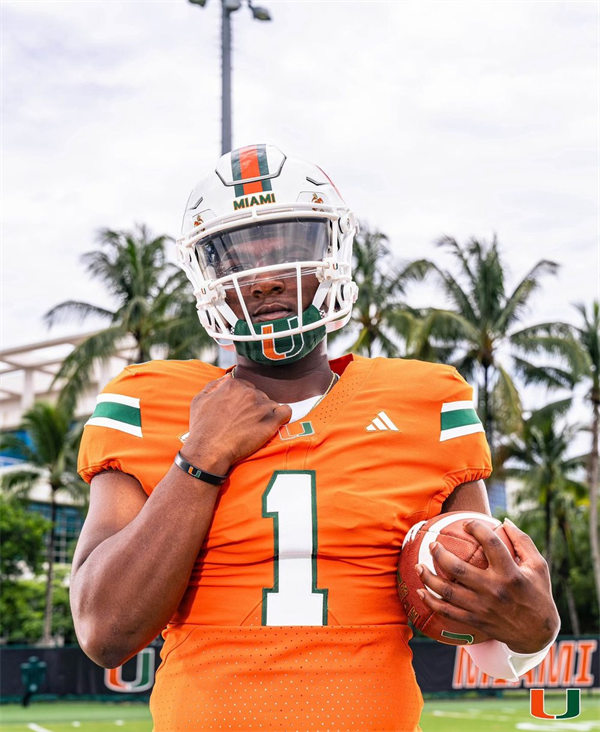 Mens Youth Miami Hurricanes #1 Cam Ward 2024 Orange Football Game Jersey