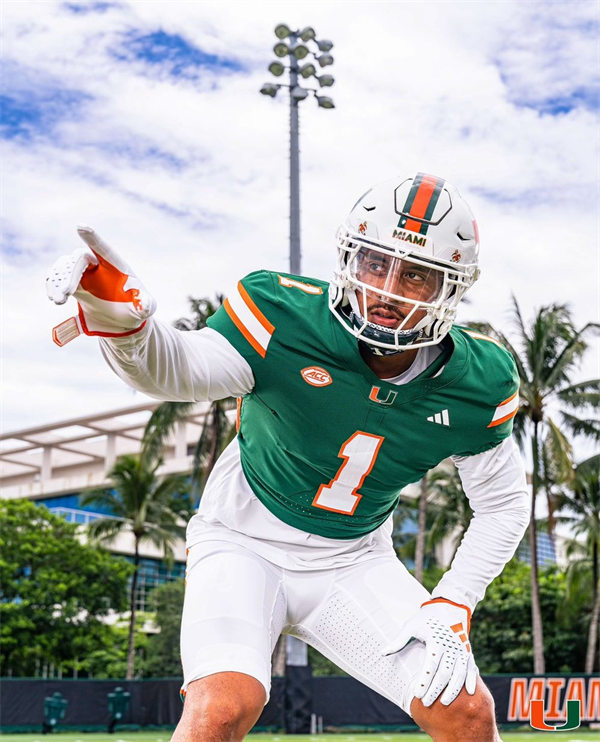 Mens Youth Miami Hurricanes #1 Cam Ward 2024 Green Football Game Jersey