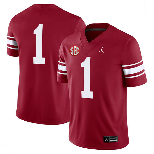 Mens Youth Oklahoma Sooners Custom Crimson Throwback Alternate Game Jersey