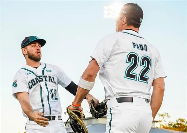 Mens Youth Coastal Carolina Chanticleers Custom White Stripe Button College Baseball Game Jersey