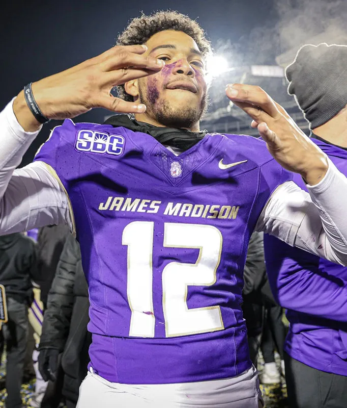 James Madison Dukes Custom Football Game Jersey Purple