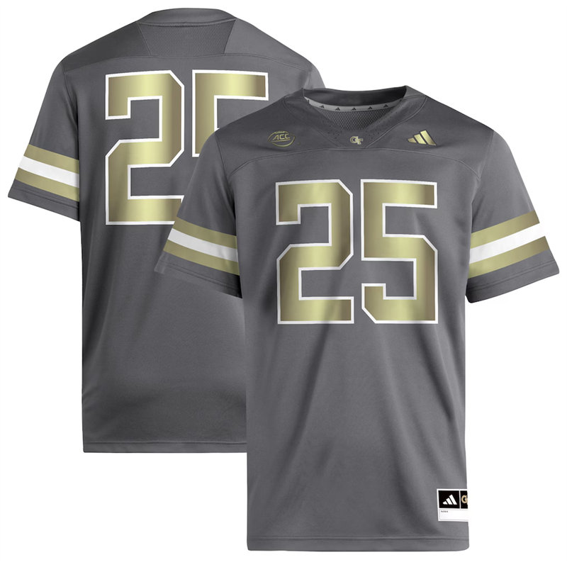Georgia Tech Yellow Jackets Custom Adidas 2025 Gray Football Game Jersey