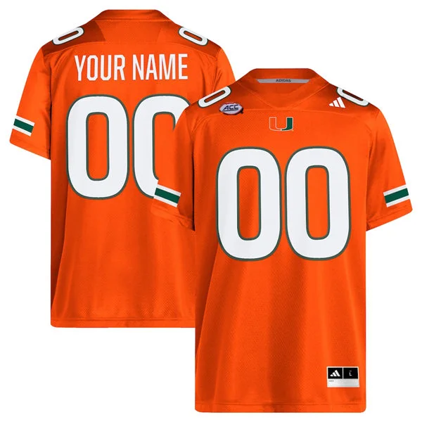 Miami Hurricanes Custom 2026 Adidas Orange Football Game Jersey