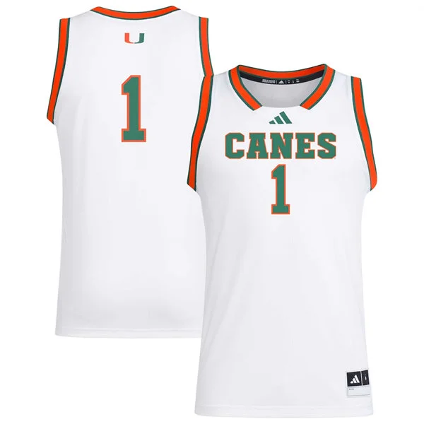 Miami Hurricanes Custom Adidas 2026 White Canes Basketball Game Jersey