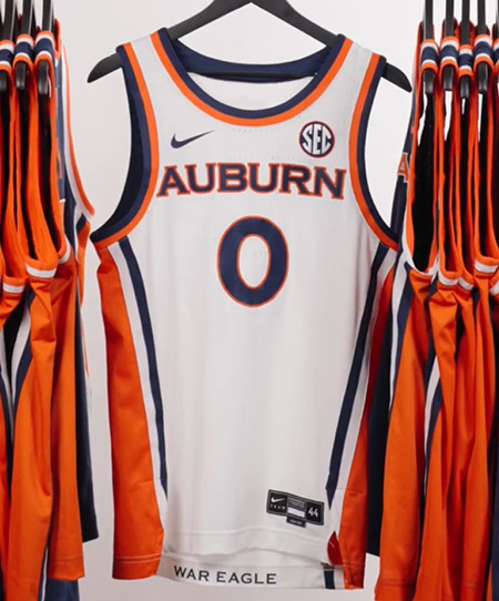 Auburn Tigers Custom 2025 Newest Style White Basketball Game Jersey