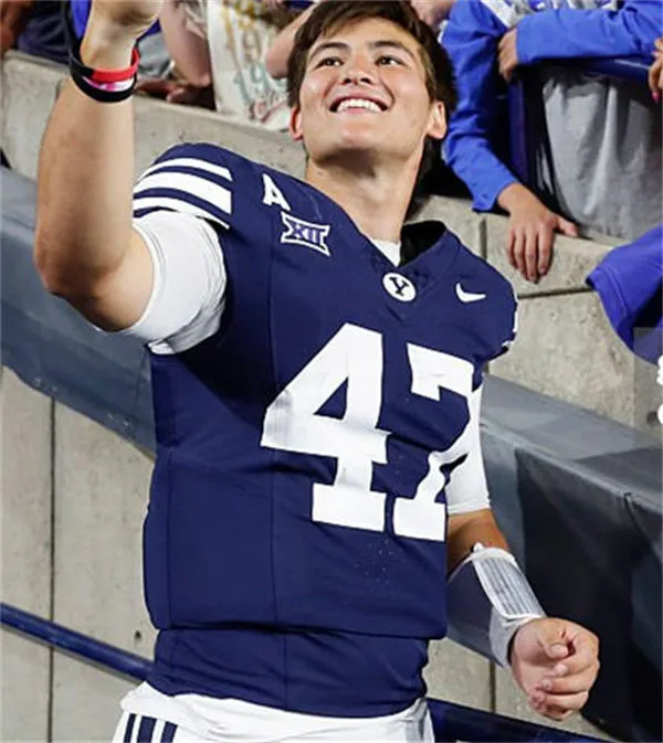BYU Cougars #47 Bear Bachmeier Navy College Football Game Jersey