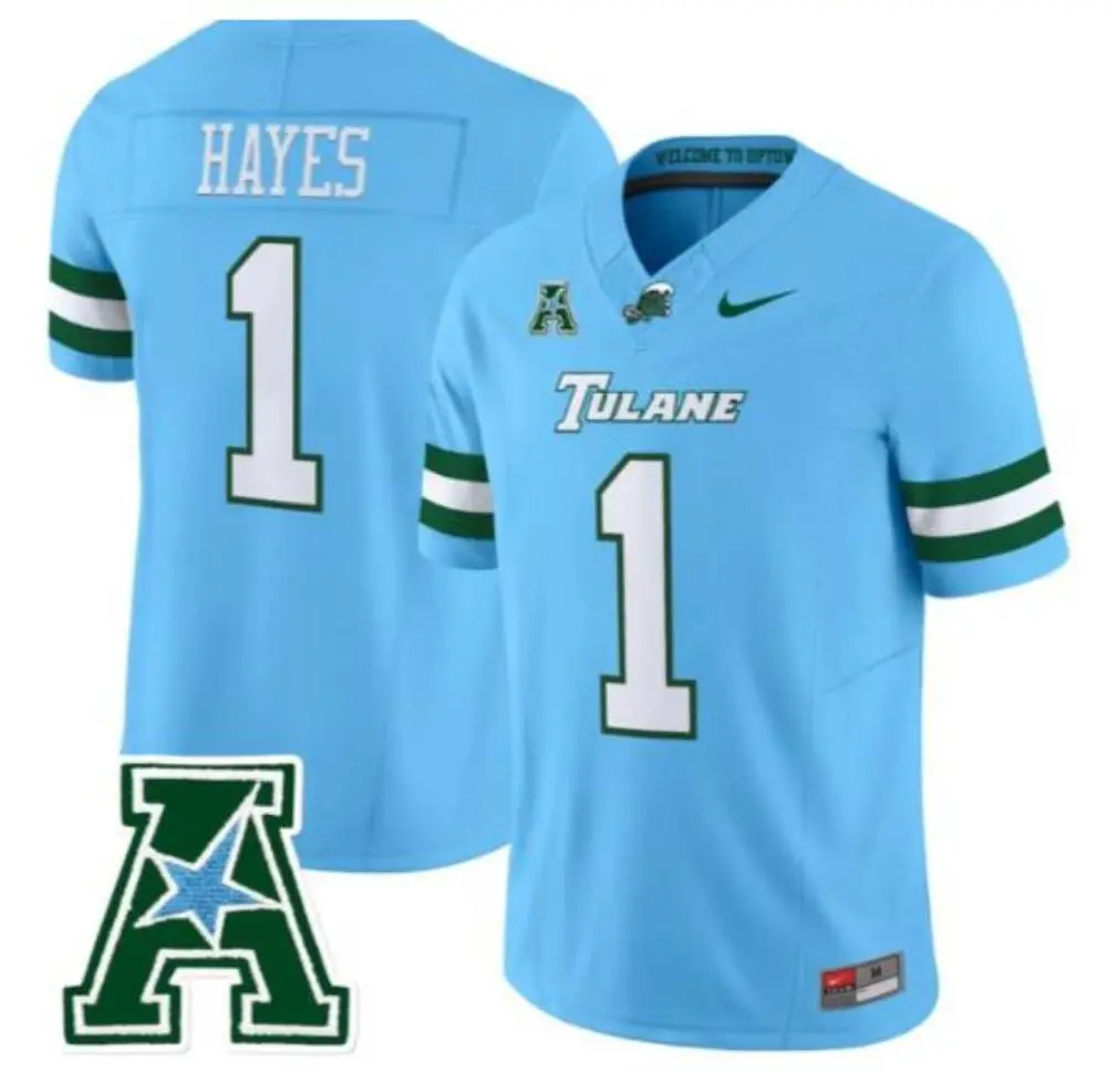 Tulane Green Wave #1 Omari Hayes 2025 Blue Football Game Jersey