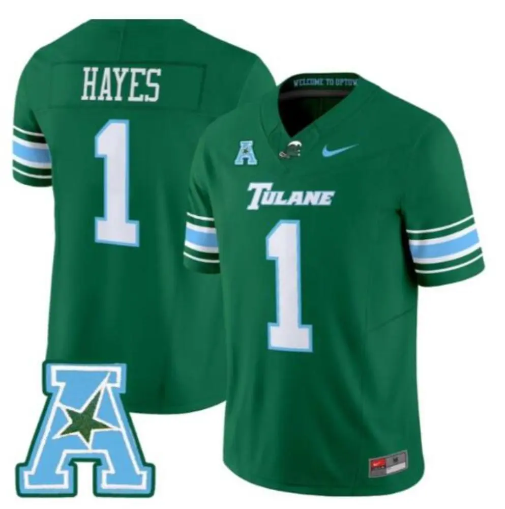Tulane Green Wave #1 Omari Hayes 2025 Green Football Game Jersey