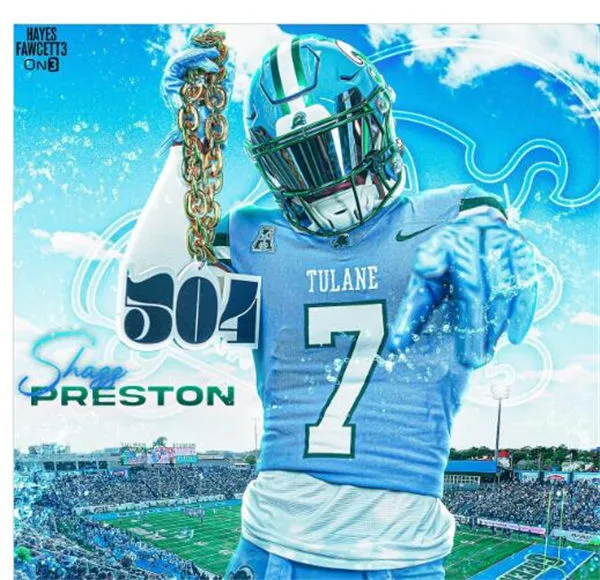 Tulane Green Wave #7 Shazz Preston 2025 Blue Football Game Jersey