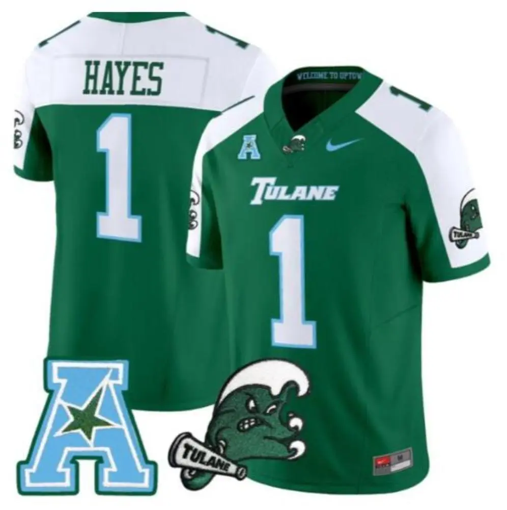 Tulane Green Wave #1 Omari Hayes Green White Gratitude Limited Football Jersey