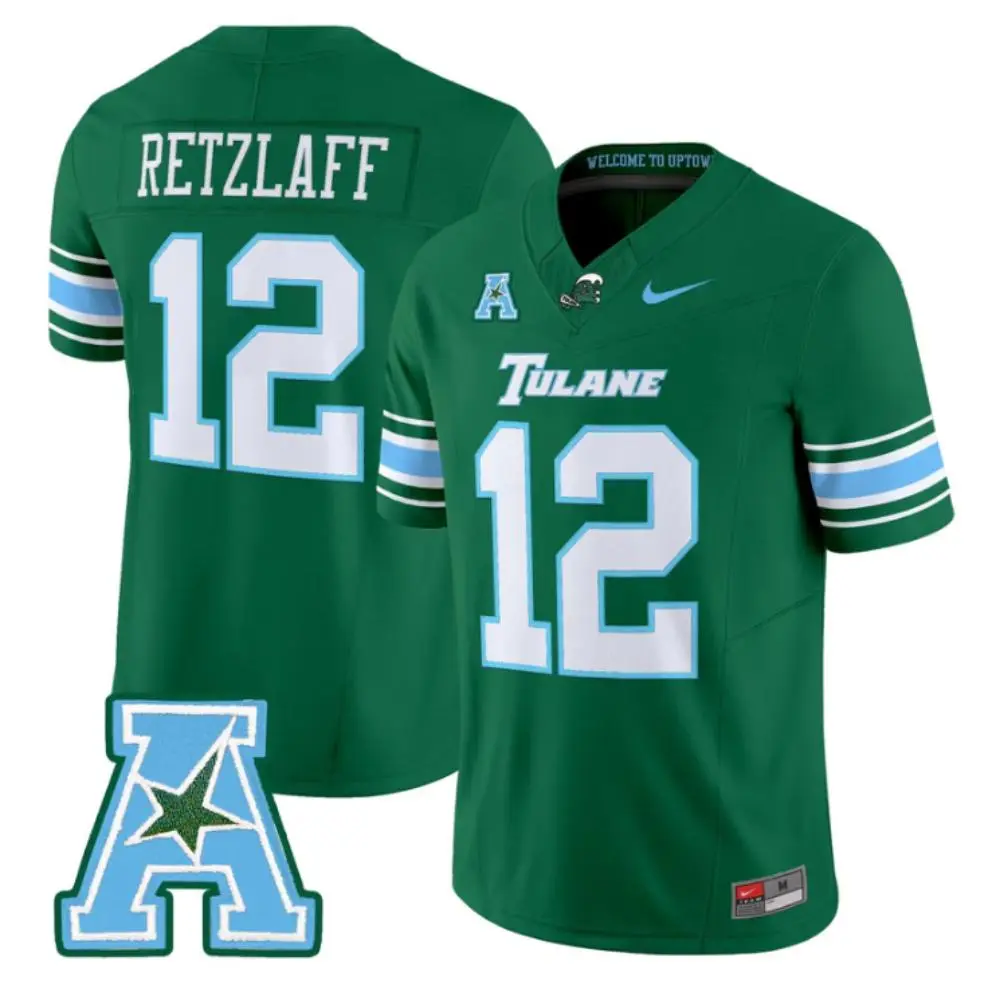 Tulane Green Wave #12 Jake Retzlaff 2025 Green Football Game Jersey