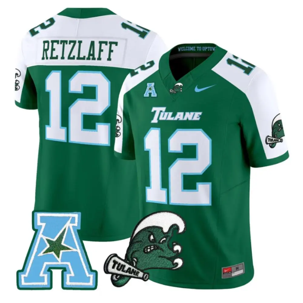 Tulane Green Wave #12 Jake Retzlaff Green White Gratitude Limited Football Jersey