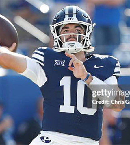 BYU Cougars #10 Treyson Bourguet Navy College Football Game Jersey