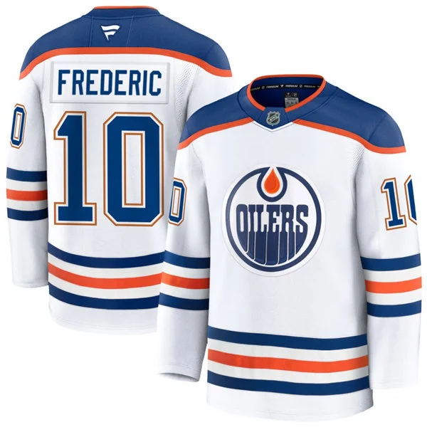 Men's Edmonton Oilers #10 Trent Frederic Fanatics Away White Player Jersey