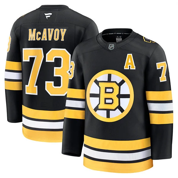 Men's Boston Bruins #73 Charlie McAvoy Fanatics 2025 Black Home Premium Player Jersey
