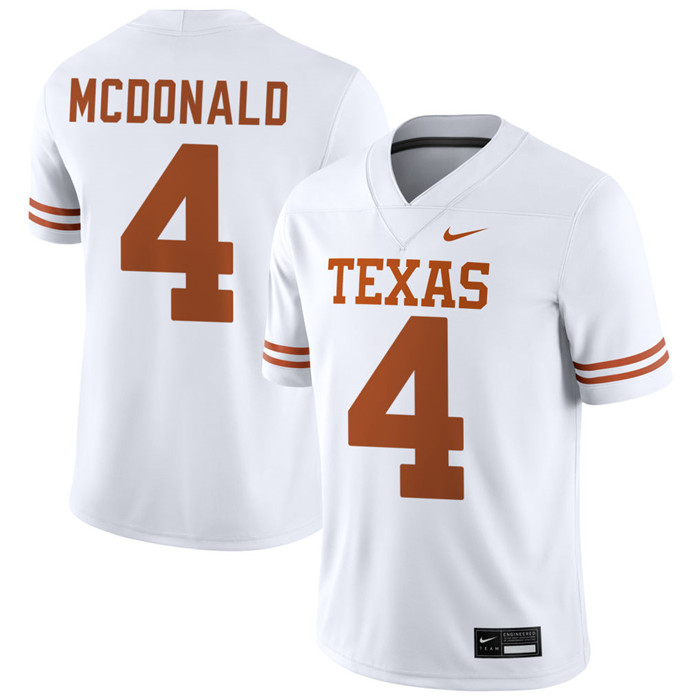 Texas Longhorns #4 Jelani McDonald 2025 SEC White College Football Game Jersey