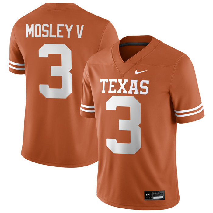 Texas Longhorns #3 Emmett Mosley V 2025 SEC Orange College Football Game Jersey