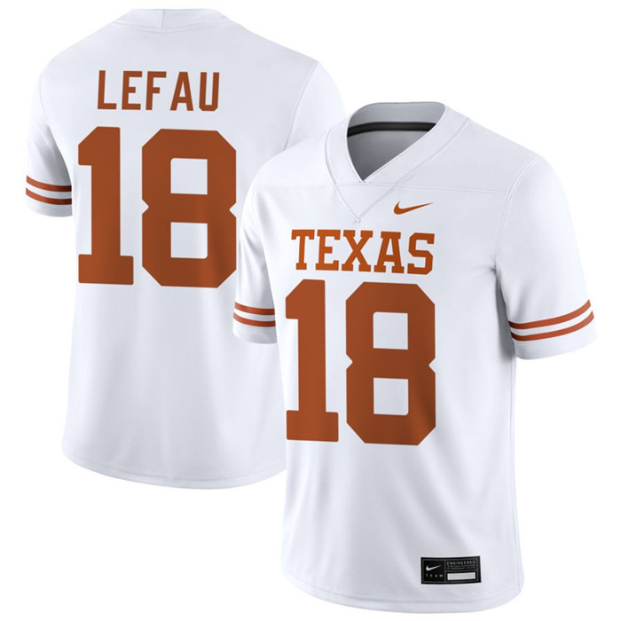 Texas Longhorns #18 Liona Lefau 2025 SEC White College Football Game Jersey