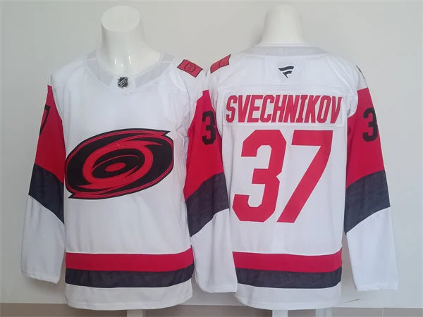 Men's Carolina Hurricanes #37 Andrei Svechnikov Fanatics 2025 White Away Premium Player Jersey